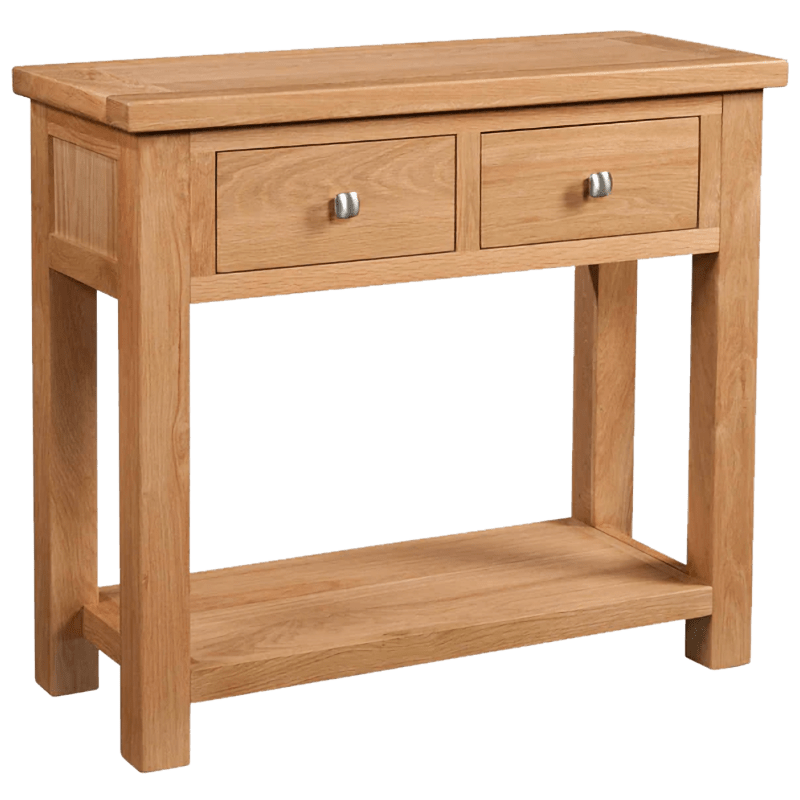 Oak 2 Drawer Console Table